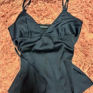 Navy Satin Camisole Top